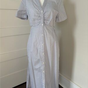 Old Navy Blue and White Striped Midi Dress